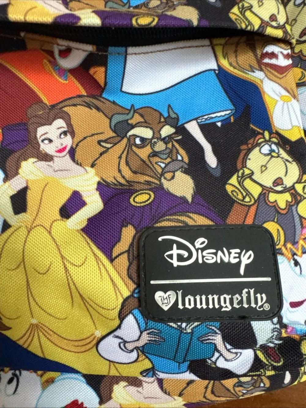 New Disney Loungefly Beauty & The Beast Full Size 19” Backpack Belle AOP